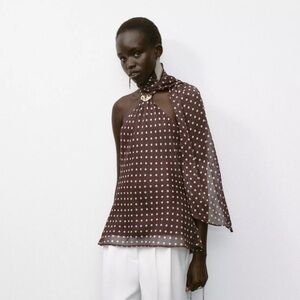 NWOT Zara hardware polka dot halter top (XS)